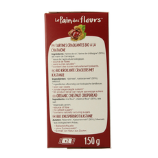 Pain Des Fleurs Krokante crackers kastanje glutenvrij bio 150.00 Gram