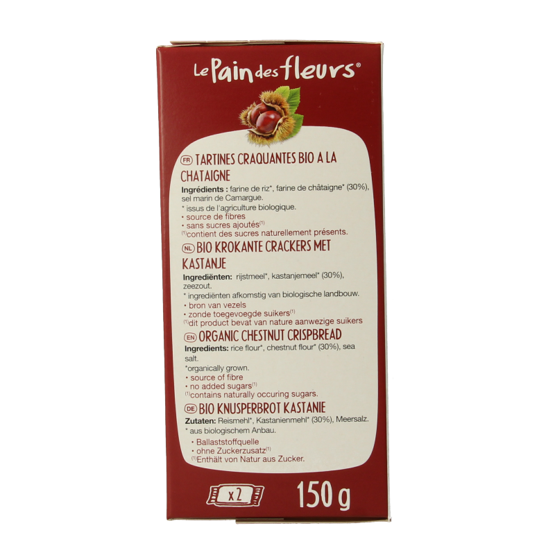 Pain Des Fleurs Tamme kastanje crackers bio 150 Gram
