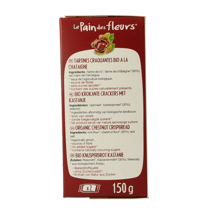Pain Des Fleurs Krokante crackers kastanje glutenvrij bio 150.00 Gram