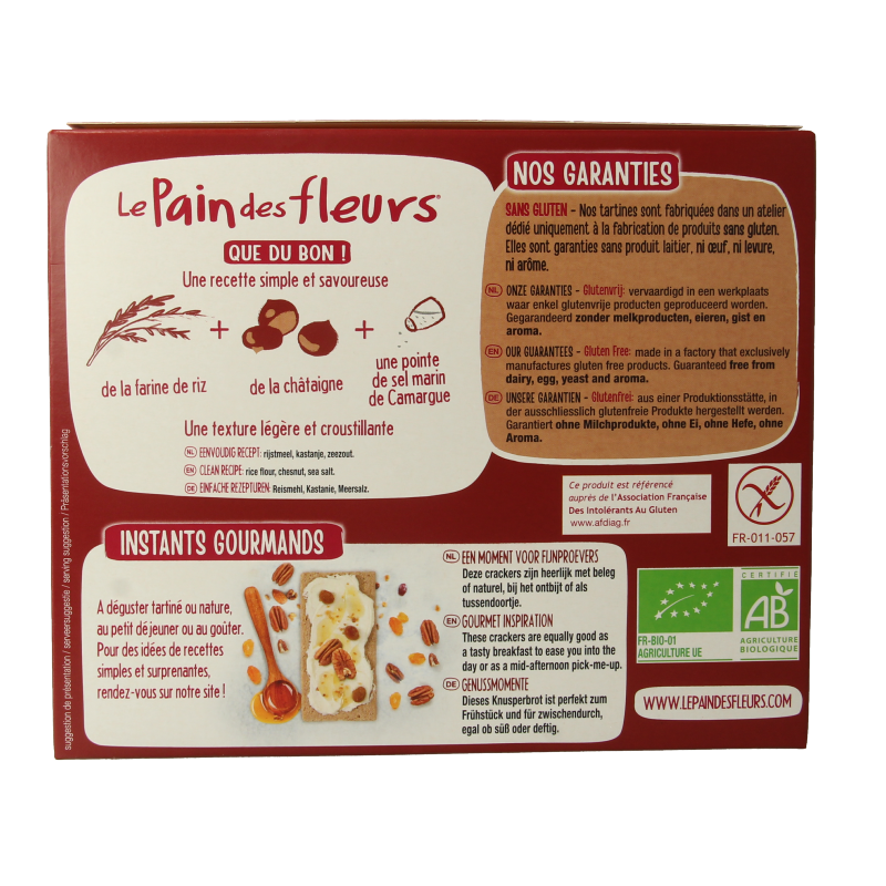 Pain Des Fleurs Tamme kastanje crackers bio 150 Gram