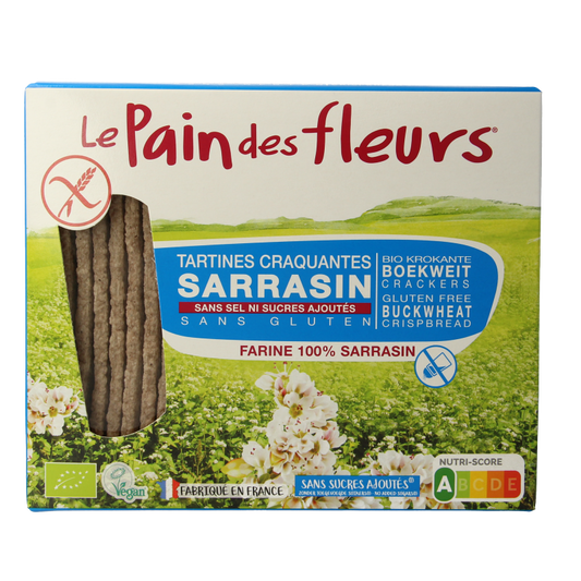 Pain Des Fleurs Boekweit crackers zonder zout en suiker bio 150 Gram