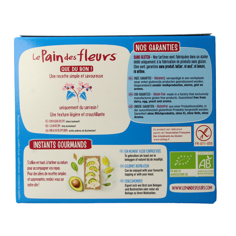 Pain Des Fleurs Boekweit crackers zonder zout en suiker bio 150 Gram