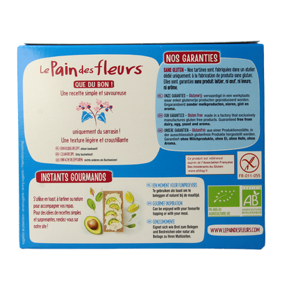 Pain Des Fleurs Krokante crackers boekweit zoutloos glutenvrij bio 150 Gram