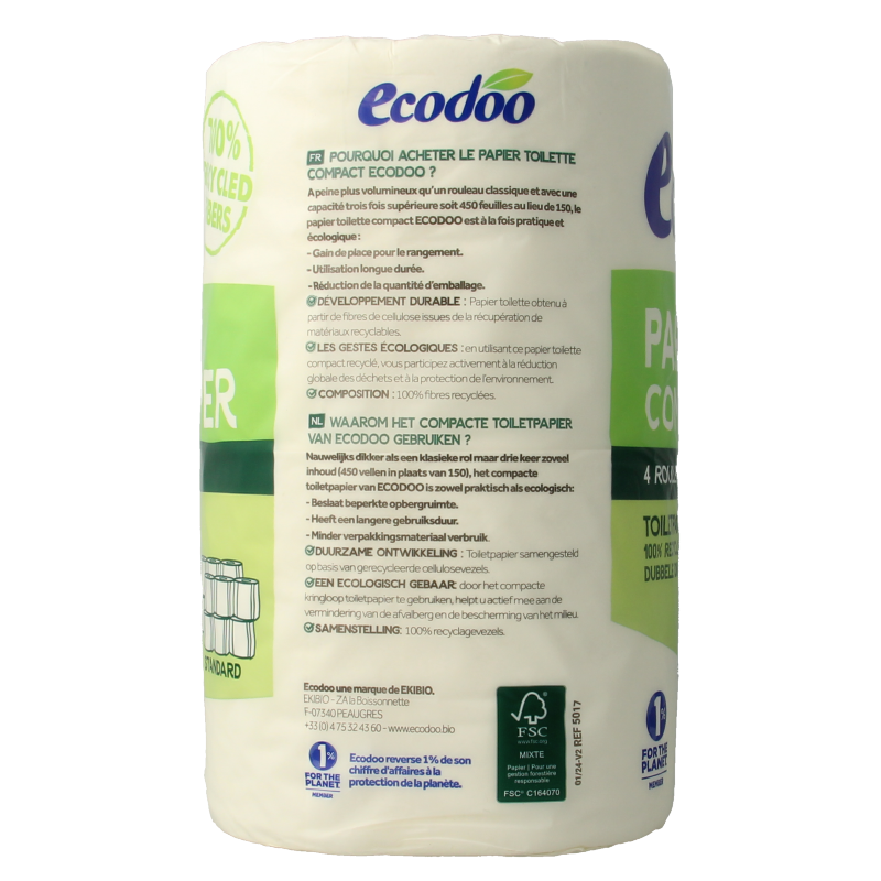 Ecodoo Toiletpapier compact ecologisch bio 4 Stuks