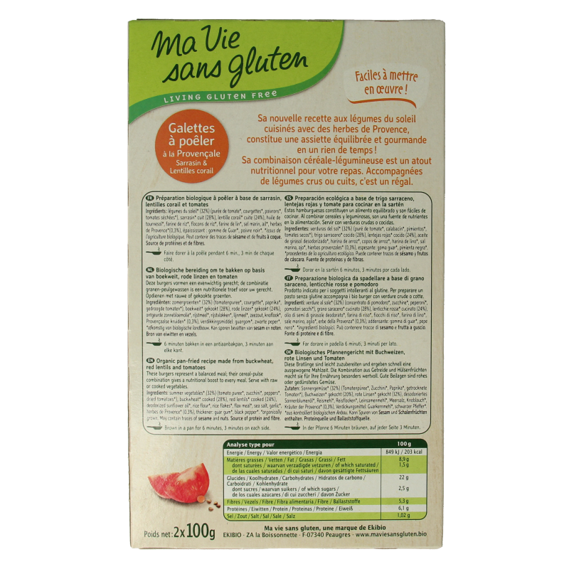 Ma Vie Sans Provencaalse burgers 2 x 100g glutenvrij vegan bio 2 Stuks