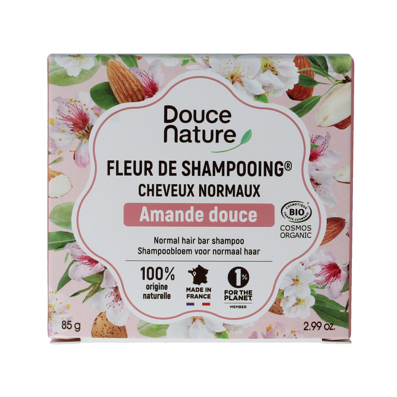 Douce Nature Shampoo bar normaal haar met zoete amandel bio 85 Gram