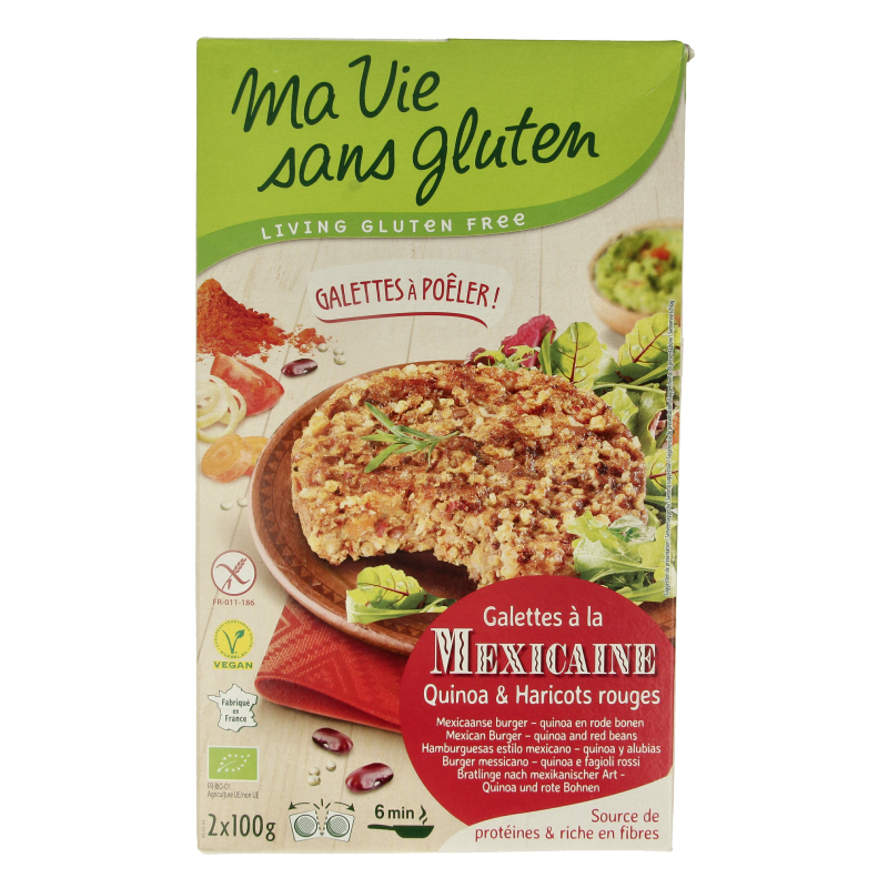 Ma Vie Sans Mexicaanse quinoaburgers 2 x 100g glutenvrij bio 2 Stuks