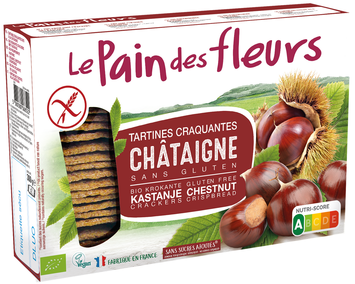 Pain Des Fleurs Krokante crackers kastanje glutenvrij bio 300.00 Gram