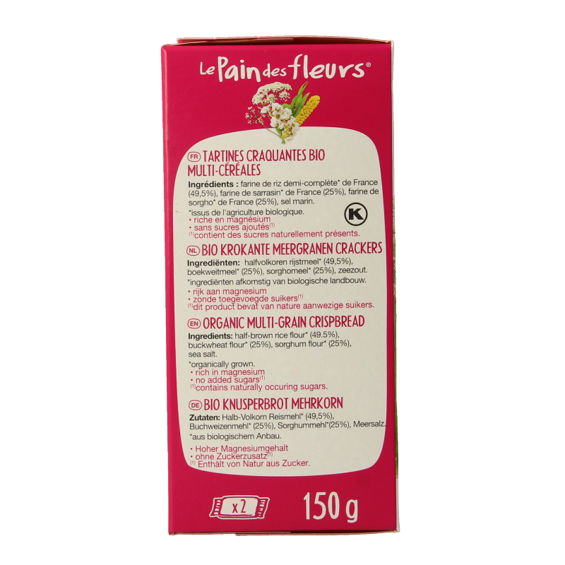 Pain Des Fleurs Meergranen crackers bio 150 Gram