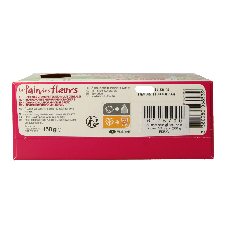 Pain Des Fleurs Meergranen crackers bio 150 Gram