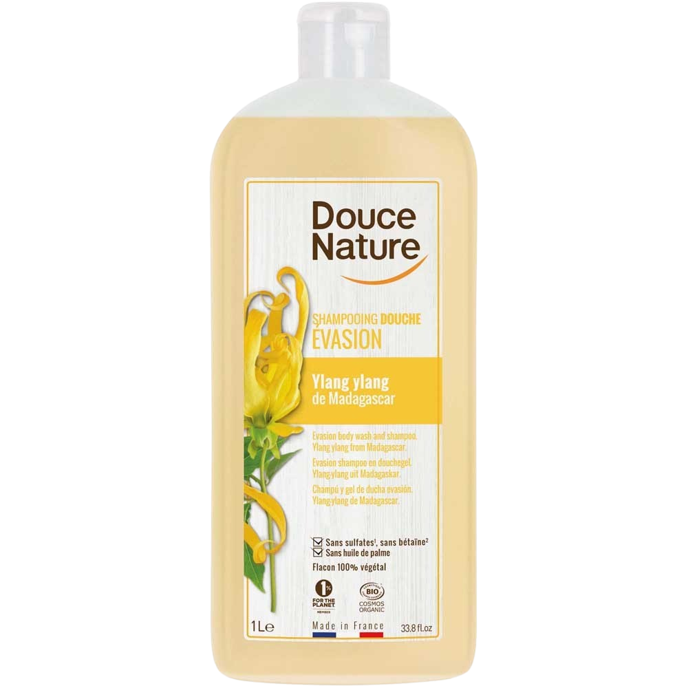 Douce Nature Douchegel & shampoo ylang ylang ontspannend bio 1 Liter