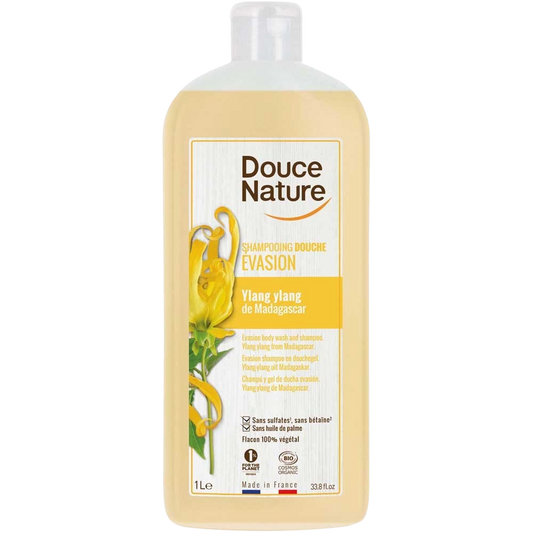 Douce Nature Douchegel & shampoo ylang ylang ontspannend bio 1 Liter