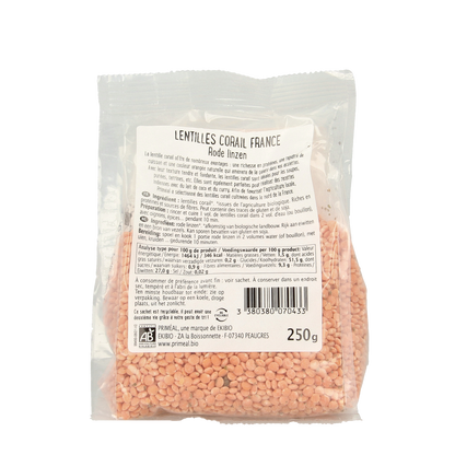 Primeal Rode linzen bio 250.00 Gram