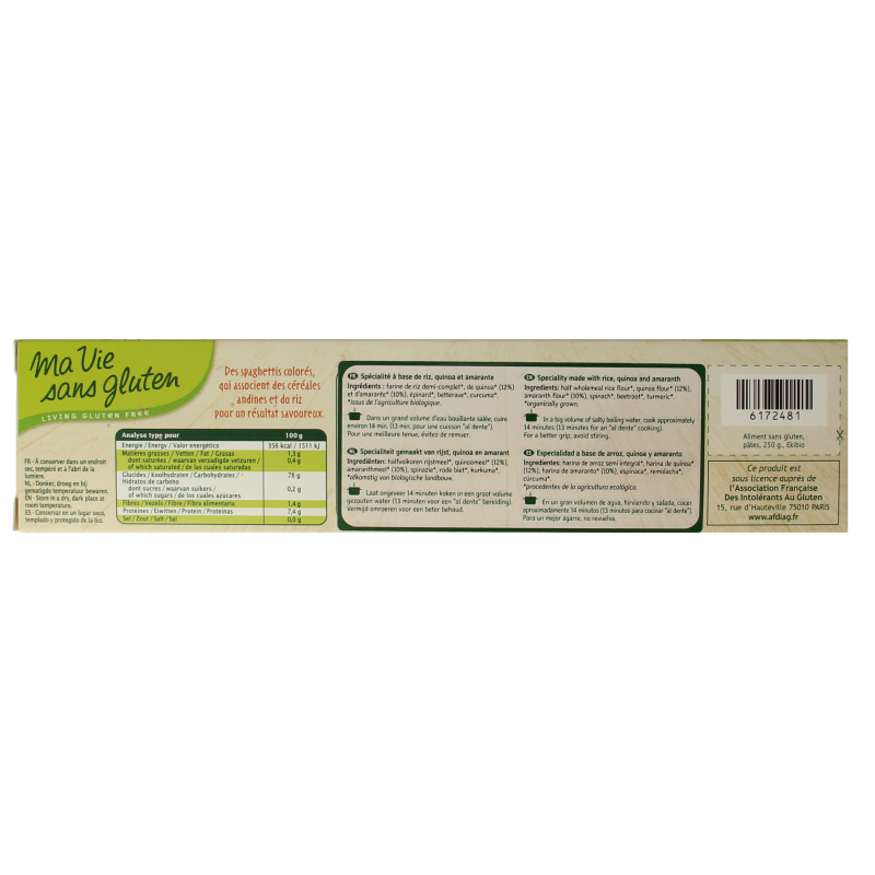 Ma Vie Sans Tricolor spaghetti glutenvrij bio 250 Gram