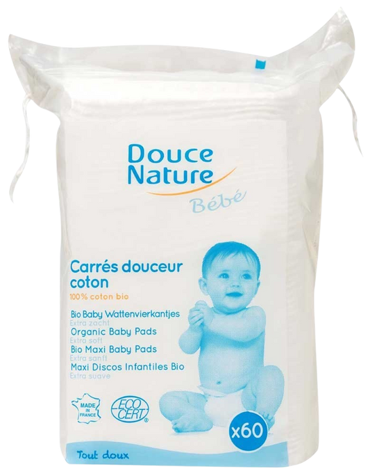 Douce Nature Baby wattenvierkantjes bio 60 Stuks