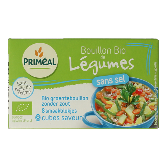 Primeal Groentebouillon blokjes zonder zout 9 gram bio 8 Stuks