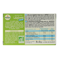 Primeal Groentebouillon blokjes zonder zout 9 gram bio 8.00 Stuks