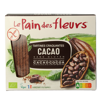 Pain Des Fleurs Krokante crackers cacao glutenvrij bio 160.00 Gram