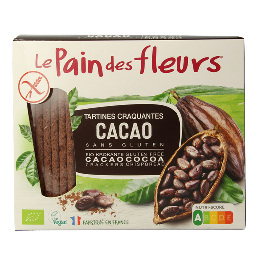 Pain Des Fleurs Krokante bio crackers met cacao bio 160 Gram
