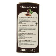 Pain Des Fleurs Krokante crackers cacao glutenvrij bio 160 Gram