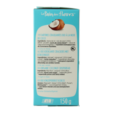 Pain Des Fleurs Krokante crackers kokos glutenvrij bio 150.00 Gram