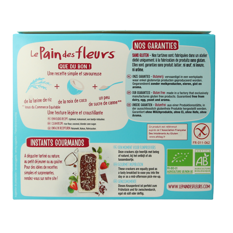 Pain Des Fleurs Krokante bio crackers met kokos bio 150 Gram