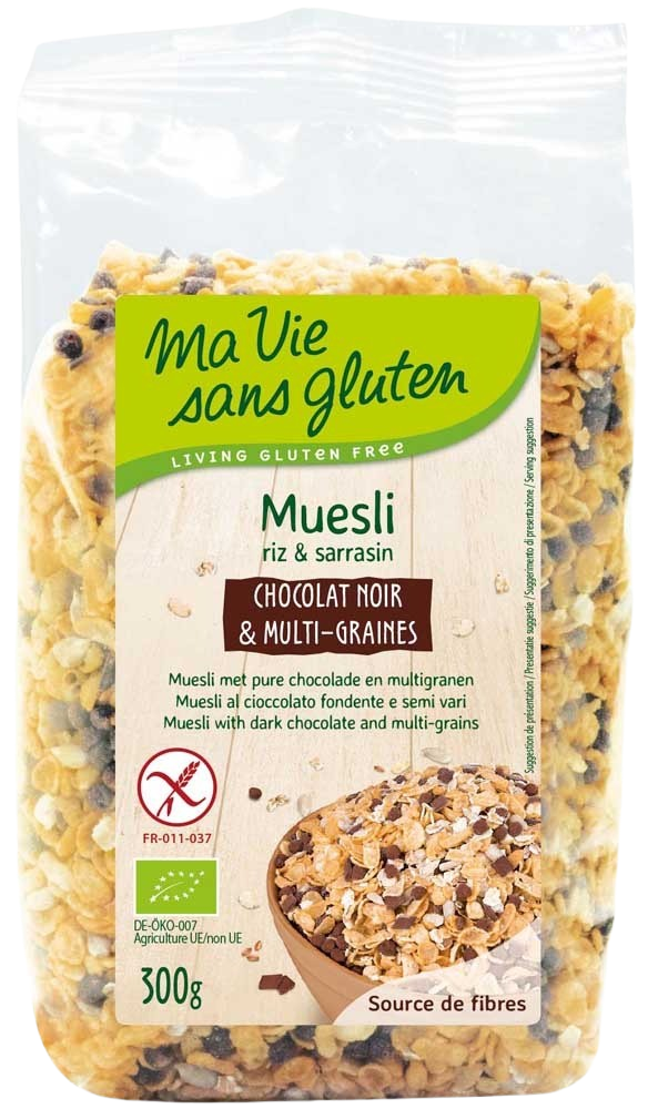 Ma Vie Sans Muesli chocolade en multigranen glutenvrij bio 300.00 Gram
