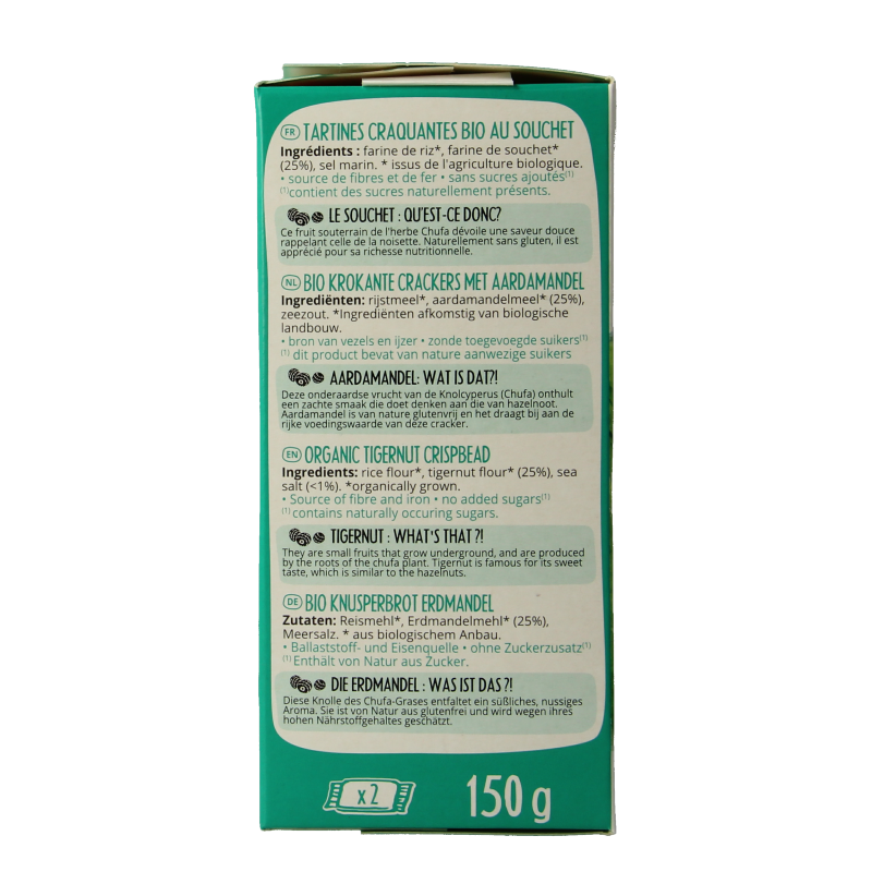 Pain Des Fleurs Krokante bio crackers met aardamandel bio 150 Gram