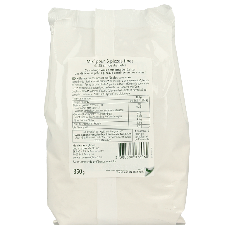 Ma Vie Sans Mix voor pizzabodems glutenvrij bio 350 Gram