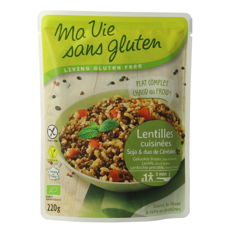 Ma Vie Sans Gekookte linzen soja & granenduo glutenvrij bio 220 Gram
