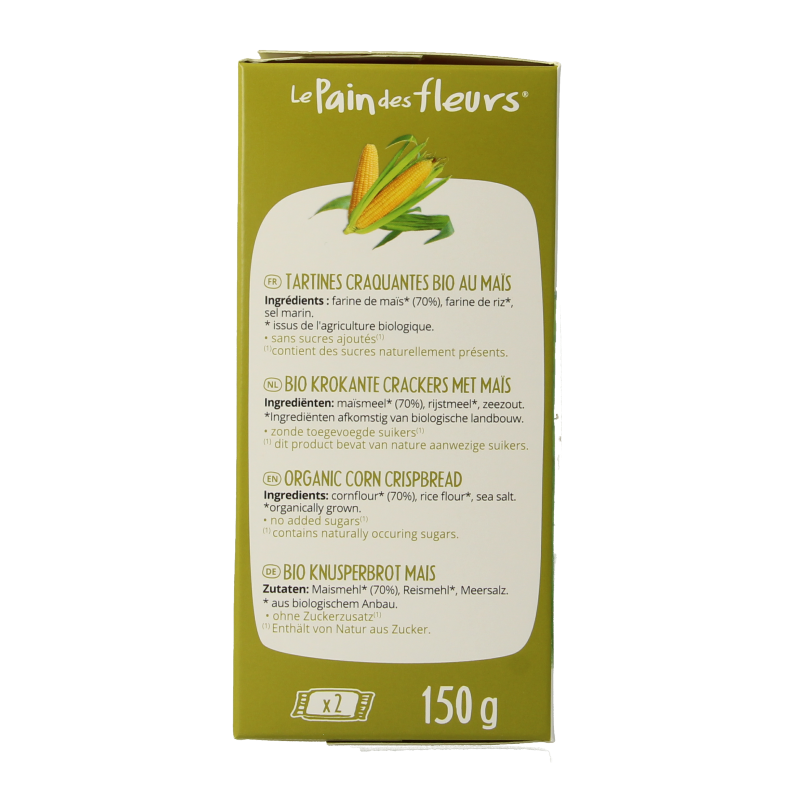 Pain Des Fleurs Mais rijst crackers bio 150 Gram