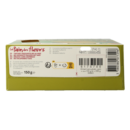 Pain Des Fleurs Krokante crackers mais glutenvrij bio 150 Gram