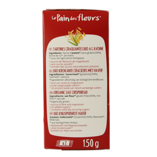 Pain Des Fleurs Krokante crackers haver glutenvrij bio  150.00 Gram
