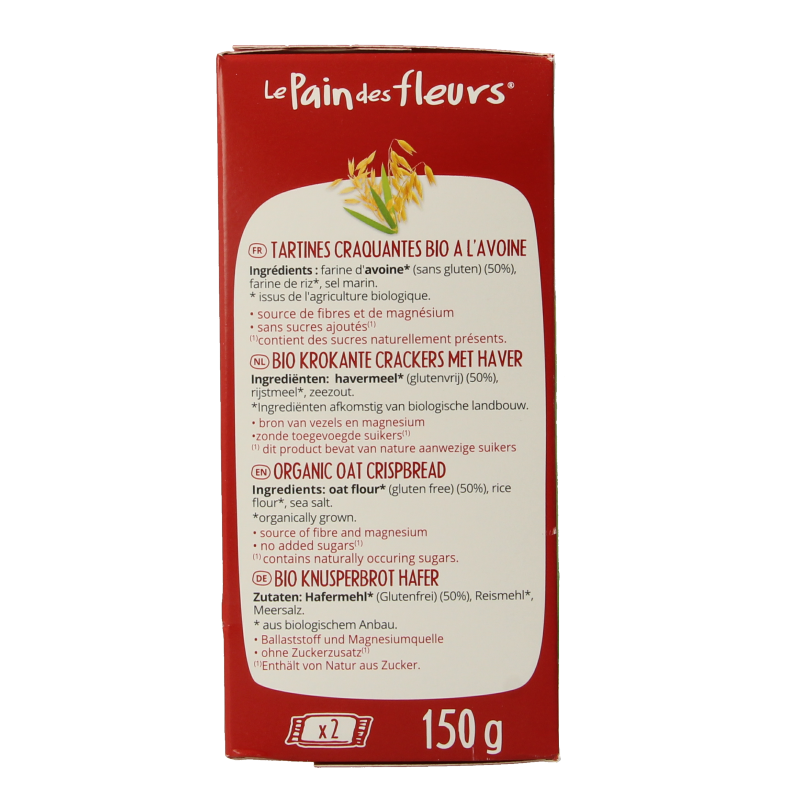 Pain Des Fleurs Haver crackers bio 150 Gram