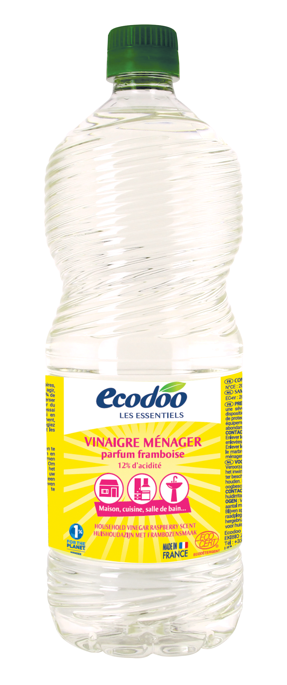 Ecodoo Witte alcoholazijn met frambozengeur bio 1 Liter