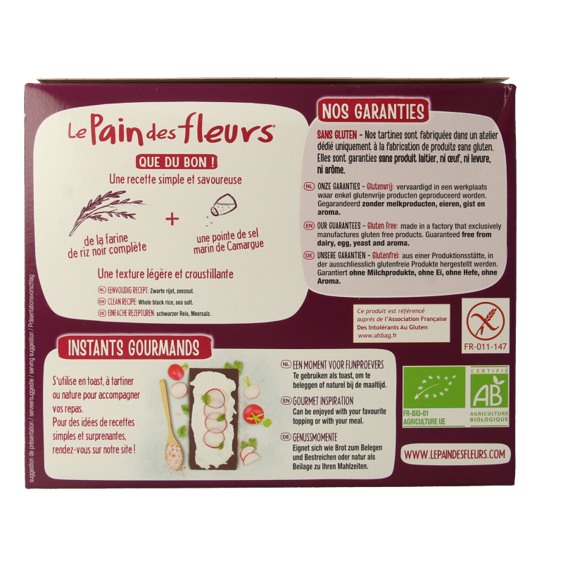 Pain Des Fleurs Zwarte rijst crackers bio 150 Gram