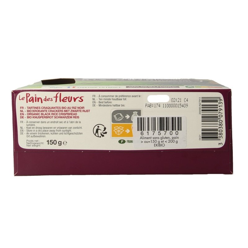 Pain Des Fleurs Zwarte rijst crackers bio 150 Gram