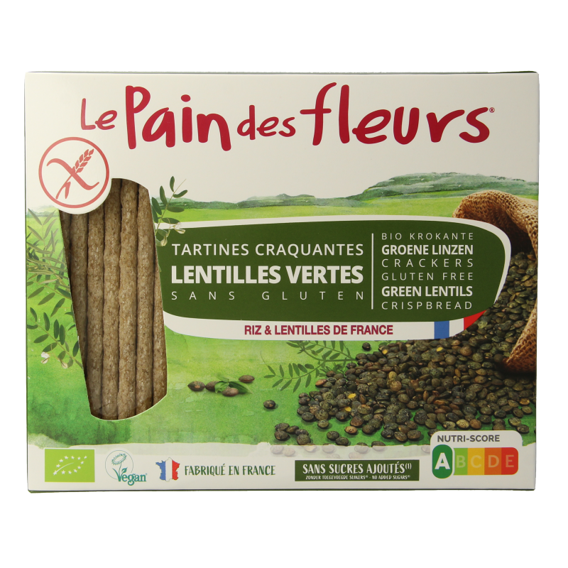 Pain Des Fleurs Crackers groene linzen bio 150 Gram