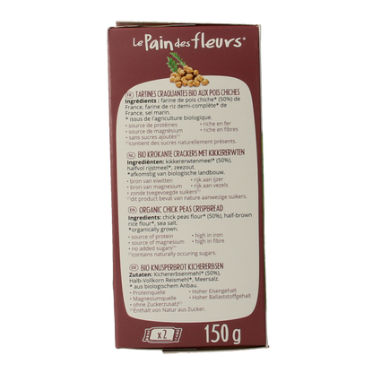 Pain Des Fleurs Krokante crackers kikkererwten glutenvrij bio 150 Gram