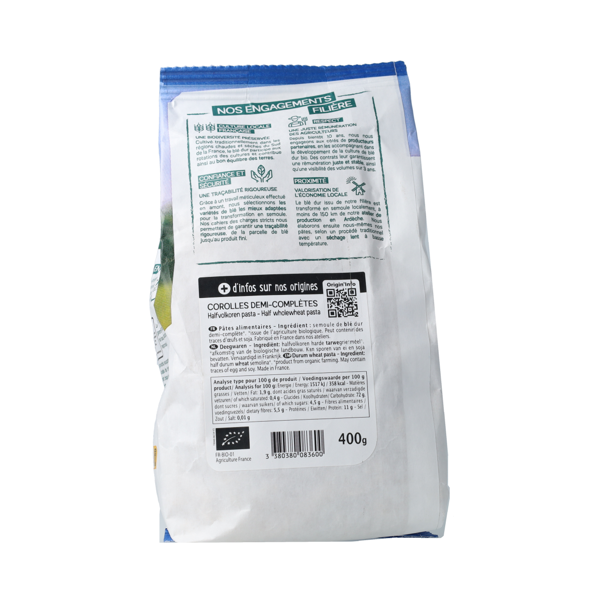 Primeal Corolle halfvolkoren pasta bio 400.00 Gram