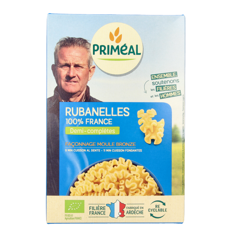 Primeal Rubanelle halfvolkoren pasta bio 400 Gram