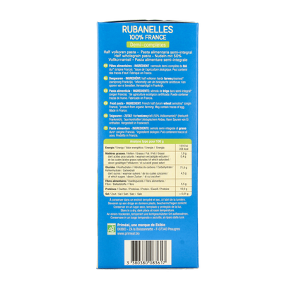 Primeal Rubanelle halfvolkoren pasta bio 400 Gram