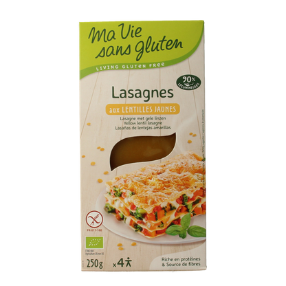 Ma Vie Sans Lasagnebladen van gele linzen glutenvrij bio 250.00 Gram