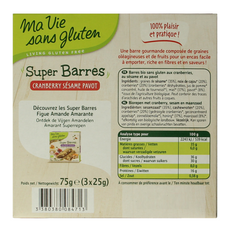 Ma Vie Sans Super repen sesam & cranberry glutenvrij bio 75 Gram