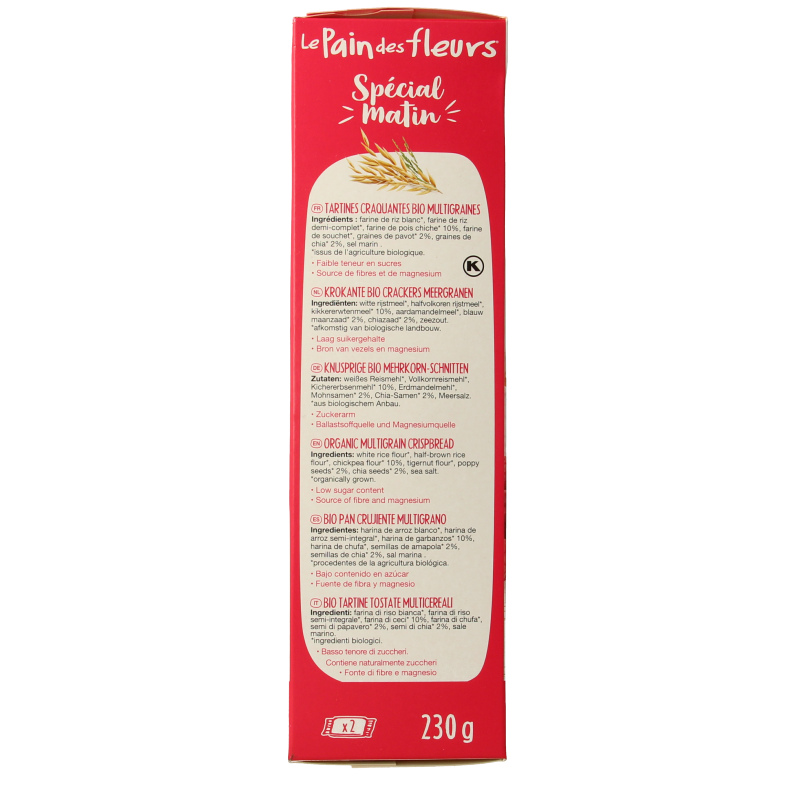 Pain Des Fleurs Special matin meergranen ontbijtcrackers bio 230 Gram