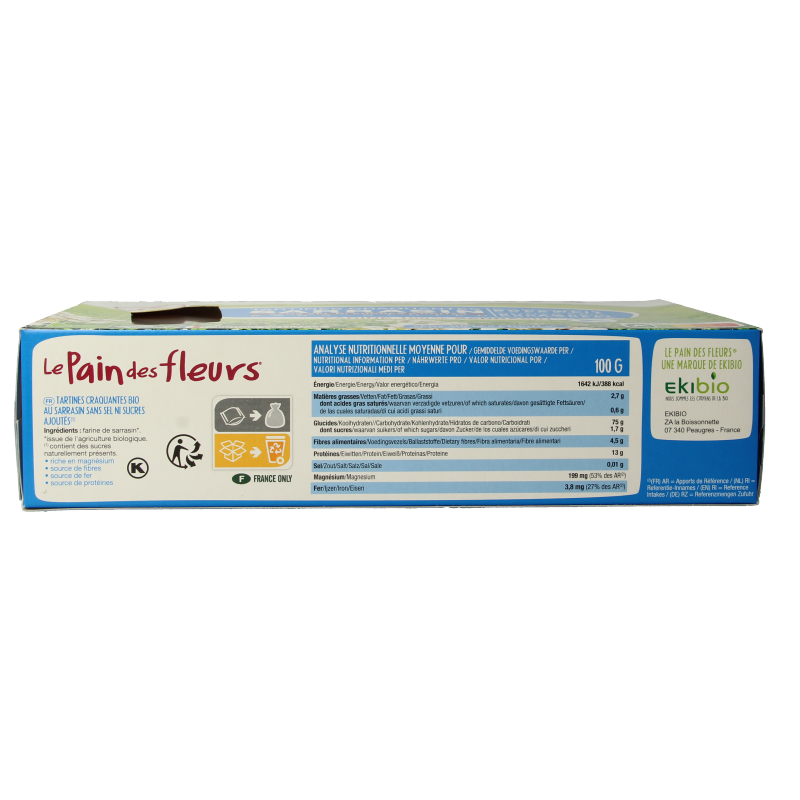 Pain Des Fleurs Boekweitcrackers zonder zout bio 300 Gram