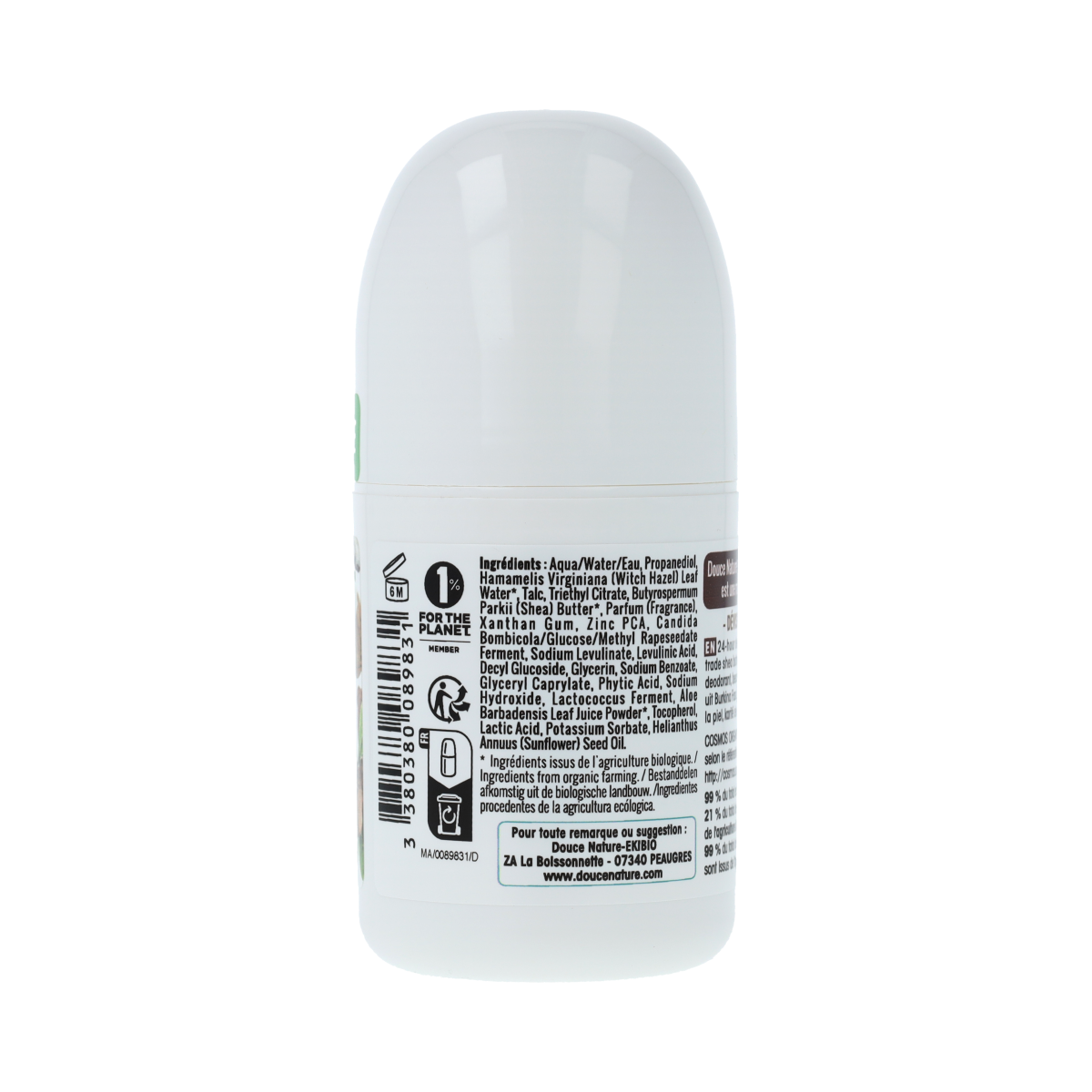 Douce Nature Deodorant roll on met karite sheabutter 24h bio 50.00 Milliliter