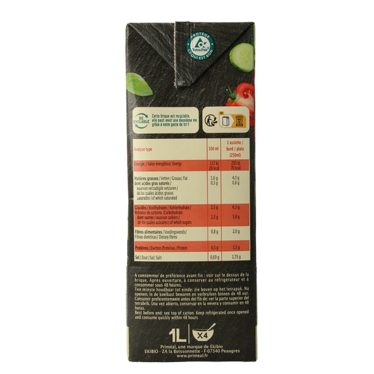 Primeal Gaspacho tomaat komkommer bio 1.00 Liter
