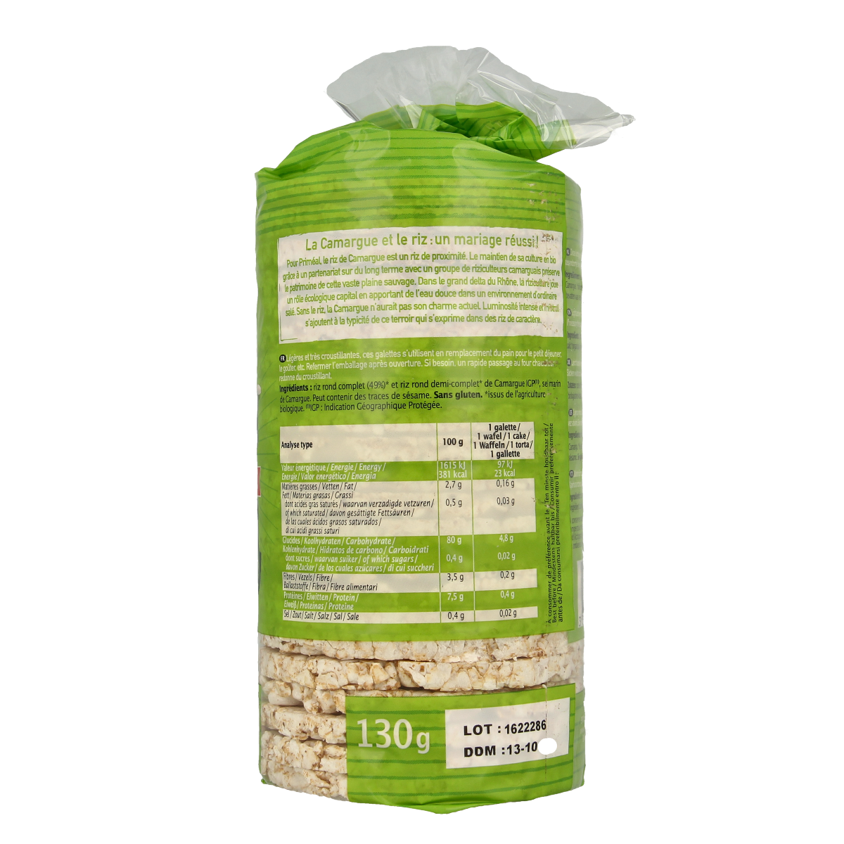 Primeal Rijstwafels extra dun Camargue bio 130.00 Gram
