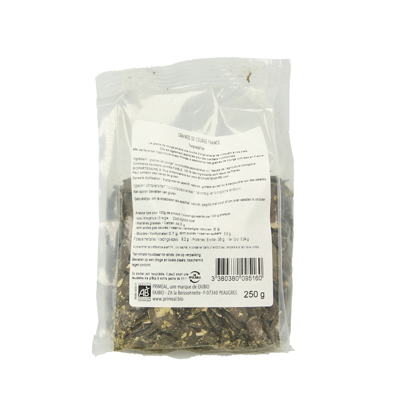 Primeal Pompoenpitten uit Frankrijk bio 250 Gram